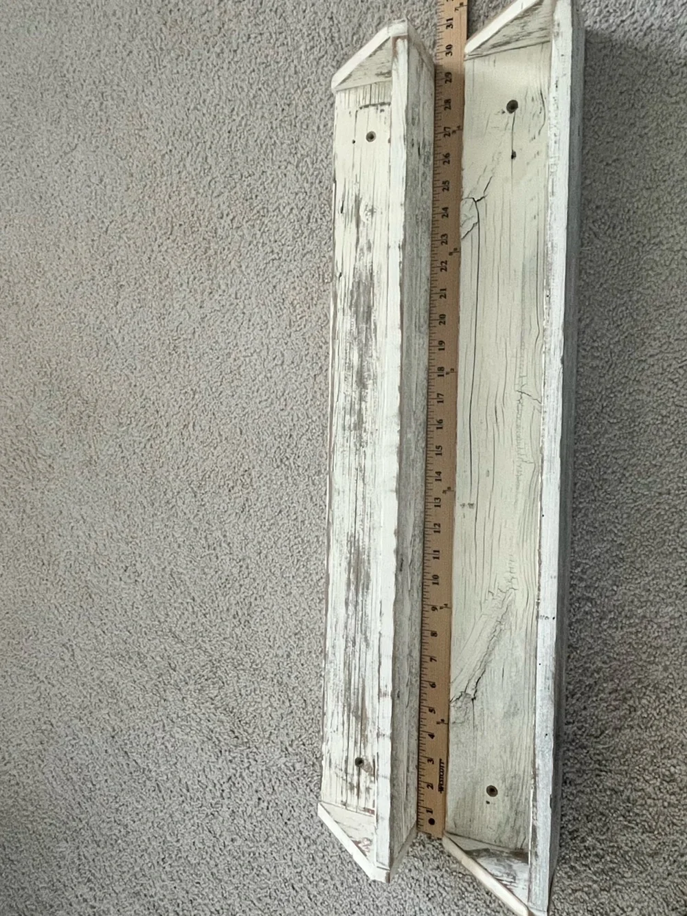 Rustic White Wooden Wall Shelves 29.5 Inch Length- Set of 2